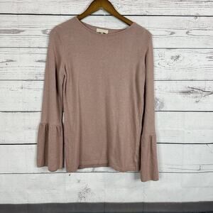Benedetta‎ B Sweater Womens Large Pink Bell Sleeve Cashmere Merino Wool Capsule